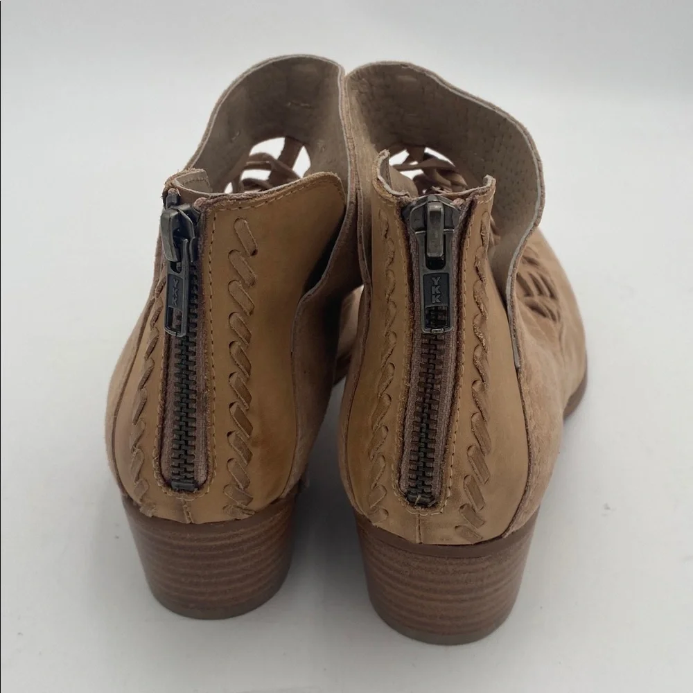 Coldwater creek Tan Leather Ankle Boots women 8M Suede casual office Festival